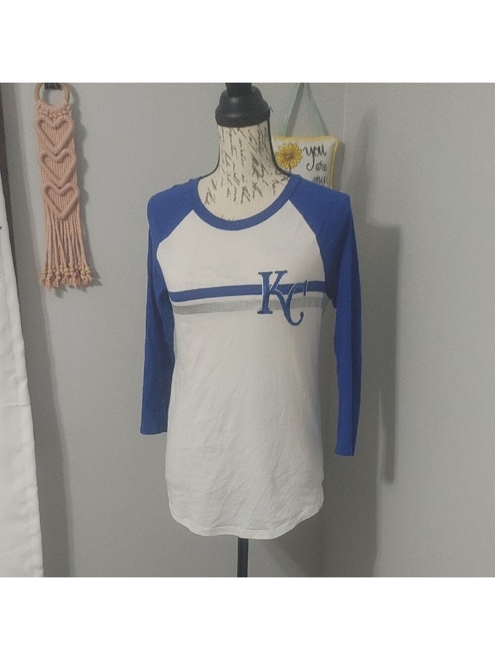 Rare! Royals VS Pink Blue and White Raglan Shirt S Sequin "KC" Take Me To The K